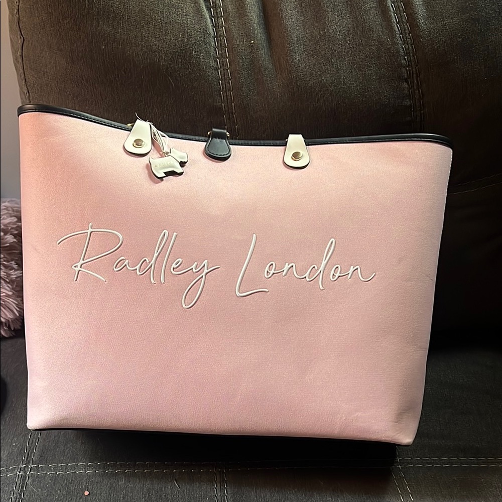 RADLEY LONDON Pink Leather Tote with Metallic Accents